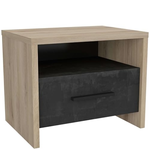 Demeyere Colorado Nachttisch, Kronberg Eiche/Sidewalk, Spanplatten, 6 x 36,3 x 40,1 cm (BxTxH), 49,6x36,3x40,1