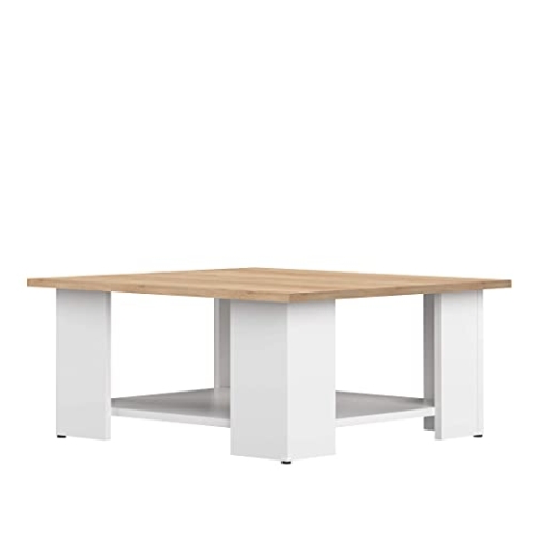 Temahome Square 67x67 Couchtisch, Truciolat, Melamin, Weiß und Rovere, 67 x 67 x 30,5 cm (L-P-A)