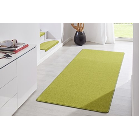 Hanse Home Indoor Teppich Fancy – Wohnzimmerteppich einfarbig Modern Velours Teppich für Esszimmer, Wohnzimmer, Kinderzimmer, Flur, Schlafzimmer, Küche – Grün, 80x300cm