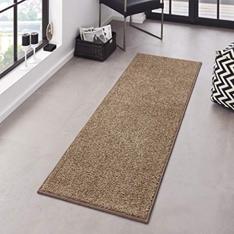 Hanse Home Pure Teppich – Wohnzimmerteppich dichter Kurzflor Robust Schlafzimmerteppich einfarbig Modern für Esszimmer, Wohnzimmer, Kinderzimmer, Flur, Schlafzimmer, Küche – Braun, 80x300cm