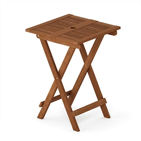 Furinno Tioman Outdoor Klapptisch aus Teaköl, Natur, 51.05 x 51.05 x 72.39 cm, Holz