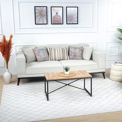 Livabliss Pula Boho Teppich für Wohnzimmer und Schlafzimmer - 160x213 cm, Geometrisches Muster, Skandinavisch Modern in Creme