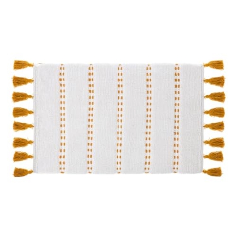 Five Badematte aus Baumwolle mit Quasten 50 x 75 cm Ocker