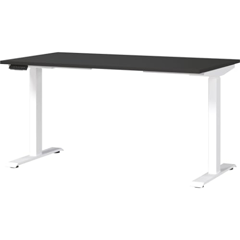 Germania Schreibtisch 7905-569, in Graphit/Weiß, EL. höhenverstellb., 140 x 120 x 80 cm (BxHxT)