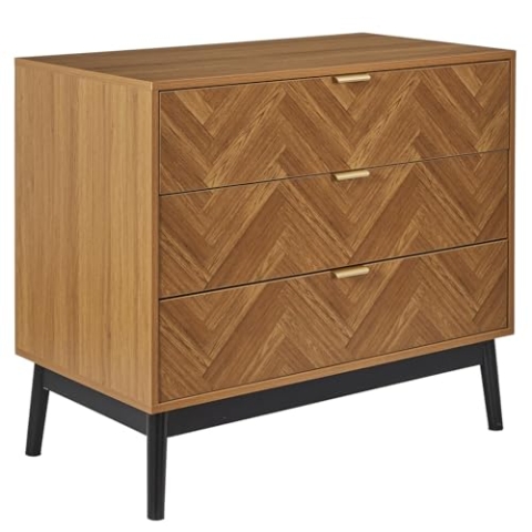 HOME DECO FACTORY, HD0302, Elegante Kommode mit 3 Schubladen für praktische und ästhetische Aufbewahrung, ideal für Wohn- oder Schlafzimmer, gepflegte Verarbeitung, braun schwarz, 90 x 79 x 49 cm