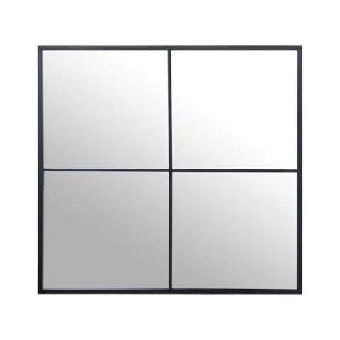Alexandra House Living Wandspiegel, Schwarz, Metall, Fenster, 5 x 73 x 73 cm