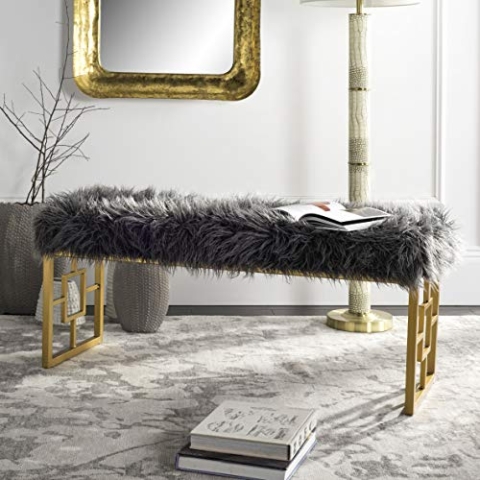 SAFAVIEH Modern Indoor Bench, in Grey, 41 X 122 X 50.8