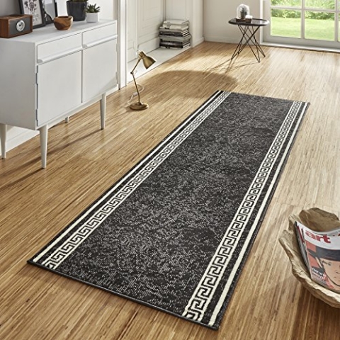 Hanse Home Teppich Läufer Casa 80x300cm – Teppichläufer Weicher Kurzflor Teppich Modernes Design Läufer für Flur, Schlafzimmer, Kinderzimmer, Badezimmer, Wohnzimmer, Küche Dekoläufer – Schwarz