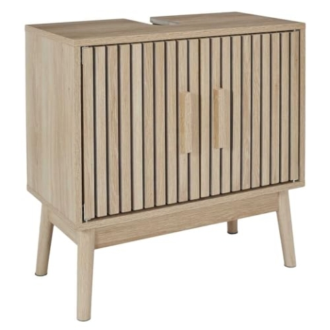 HOME DECO FACTORY, HD0222, Waschtischunterschrank, Modell Klaus, Natural Crush Collection, Möbel, Badezimmermöbel, 60 x 70 x 30 cm, Braun