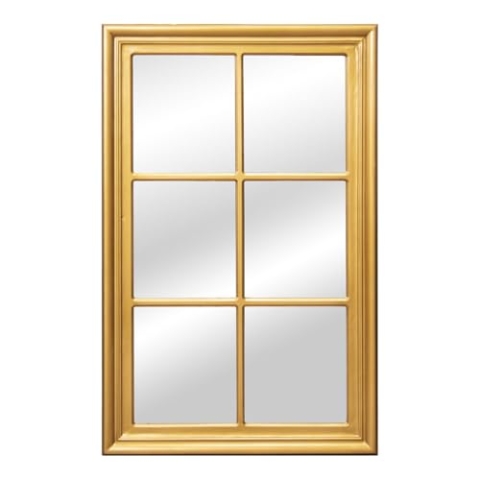 Alexandra House Living Wandspiegel, goldfarben, Holz, Fenster, 5 x 101 x 65 cm