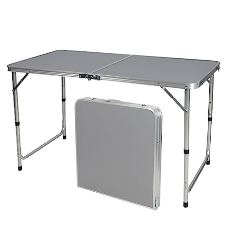 Sunny Days Campingtisch, faltbar, aus Aluminium, grau, 120 x 60 x 67 cm