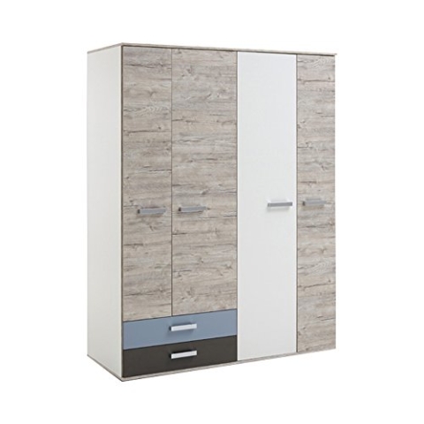 FMD furniture Kleiderschrank, Spanplatte, Sandeiche/farbig, ca. 149,5 x 192 x 60