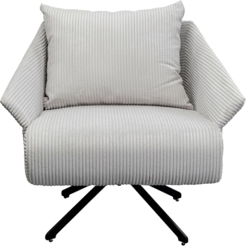 Kare Design Drehsessel Milo, Beige, 360 Grad Drehbar, 110kg max. Belastbarkeit, Cord-Optik, Lounge Sessel, Polster Sessel mit Armlehne, für Wohnzimmer, Office, Kiefer Massivholz, 73x83x79 cm (H/B/T)