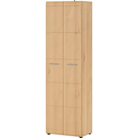 Germania Garderobenschrank 3577-228 GW-ADANA, in Edelbuche-Nachbildung, MDF-Fronten mit Rillenfräsung, verstellbare Einlegeböden und ausziehbare Kleiderstange, 59x197x37 cm (BxHxT)