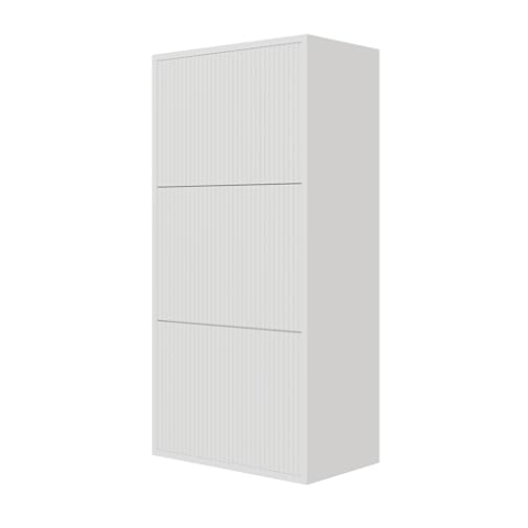 Selsey Schuhschrank Schuhregal 50 cm 3 Klappen Schuh Schrank 12 Paar Schuhe Schuhaufbewahrung Hängend Weiß Veldio