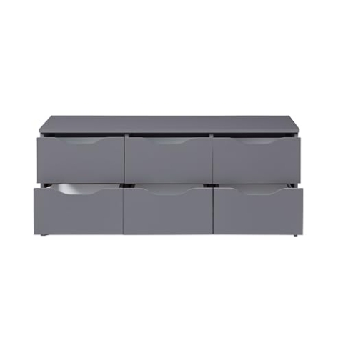 Inter Link - Kommode mit Schubladen - Sideboard - Schubladenschrank - Für Schlafzimmer, Wohnzimmer, Badezimmer - Grau - Bietet viel Stauraum - Holzwerkstoff - Robust - Pflegeleicht - Silenzia 6-B