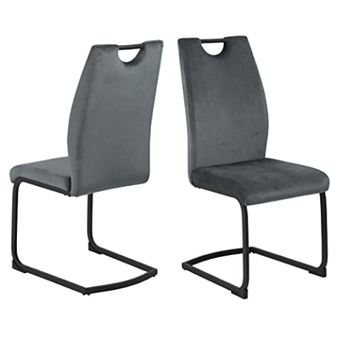AC Design Furniture Ursula Esszimmerstuhl, H: 100 x B: 43 x T: 58 cm, Dunkelgrau, Stoff/Metall, 2 Stk.