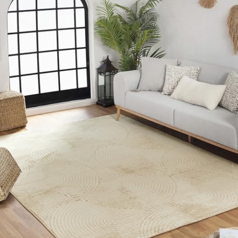 Surya Outdoor Teppich wetterfest, Houston - In und Outdoor Teppich für Balkon 200x275 cm, Terrasse, Garten, Küche - Outdoor Teppich Boho Style, Teppich für draußen - Teppich Sesam