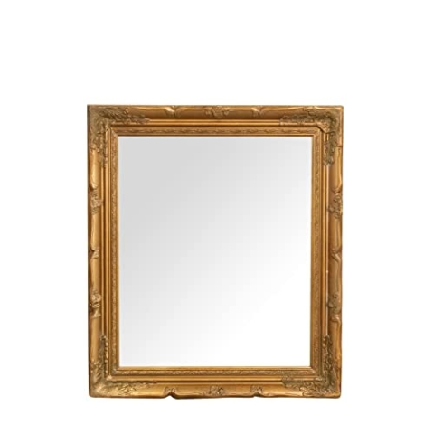 BISCOTTINI INTERNATIONAL ART TRADING Wandspiegel für Badezimmer und Schlafzimmer 66 x 76 x 5 cm | Wandspiegel mit Haken | Goldspiegel