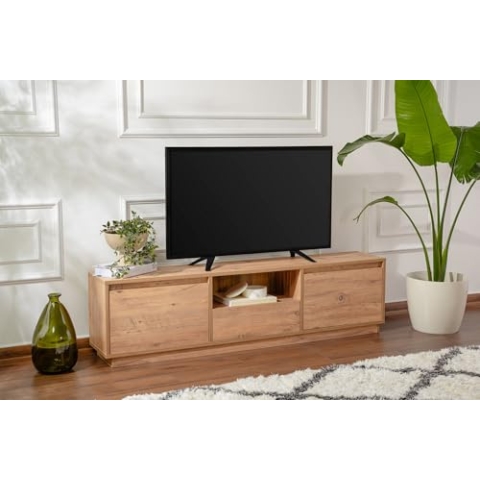 Stylish and Sturdy TV Stand, Atlantic Pine, 160 x 42 x 18 | 100% Melamine Coated Particle Board, Thickness:18 mm | Perfect for Modern Home Office & Study Spaces, Elegant and Functional Design