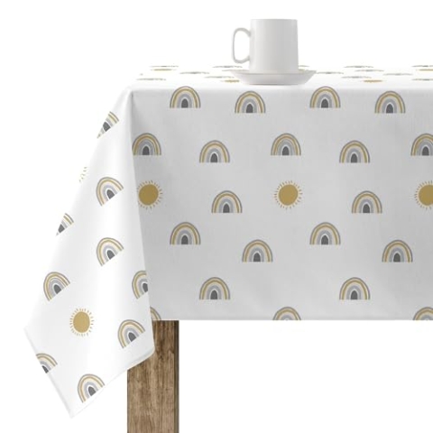 Belum Tischdecke, schmutzabweisend, Größe 250 x 140 cm, extraweich, Mehrfarbig, 100, Stoff 100% Bio-Baumwolle (halbe Panama), Modell Kairi, Bunt
