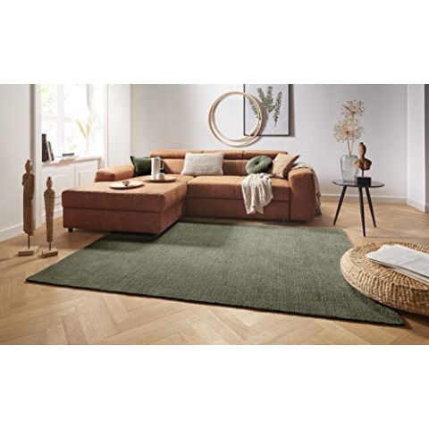 Teppich Supersoft Kurzflor Wohnzimmer-Teppich Modern Flauschig Weich Einfarbig für Wohnzimmer Küche Flur oder Schlafzimmer Moosgrün 80x150 cm