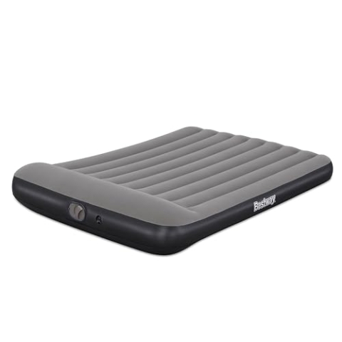 Bestway TriTech Doppelluftbett, USB-Elektropumpe, 203 x 152 x 30 cm, 2 Personen, bis 300 kg, I-Beam-Konstruktion, integriertes Kopfkissen, Innen- und Außengebrauch, beflockte Oberfläche, USB-Kabel