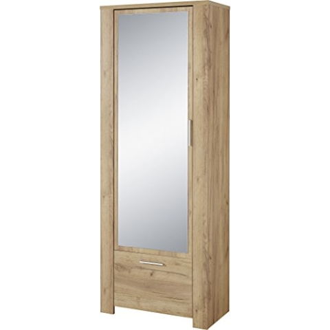Germania Garderobenschrank 3959-243 GW-CASTERA, mit Spiegeltür und Schubkasten, in Navarra-Eiche-Nachbildung, 74 x 198 x 41 cm (BxHxT)