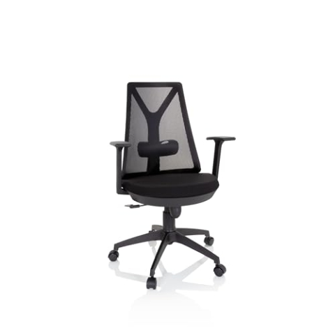 hjh OFFICE 661006 Home-Office Bürostuhl FALUN Basic Stoff/Netz Büro Drehstuhl mit Netzrücken & Lordosenstütze, Schwarz