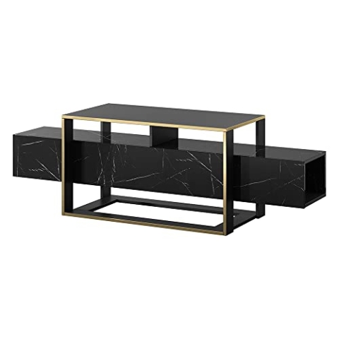 Selsey Excelsum - TV-Schrank / TV Lowboard -160 cm - schwarzer Marmor mit Schließfach