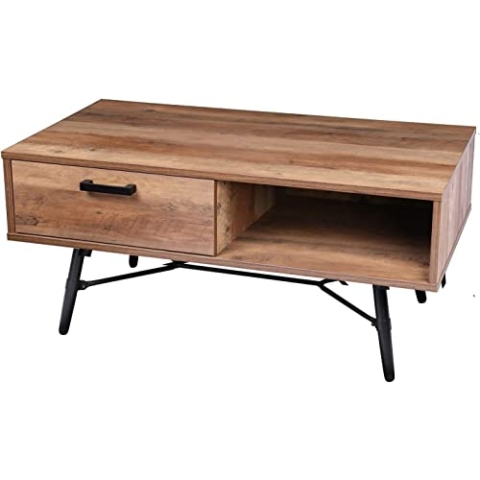 Urban living Couchtisch „Hampton“ mit schwarzem Metallgestell, 110 x 59,5 x 49 cm