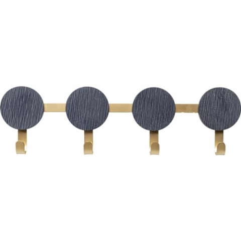 Kare Design Wandgarderobe Indigo, Blau, Garderobenleiste mit 4 Haken, Stahl Haken, 16x55x4 cm (H/B/T)