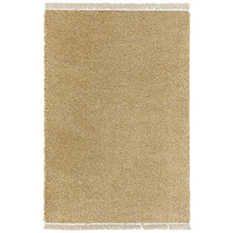 freundin Home Collection Hochflorteppich mit Fransen Aloe Goldgelb Creme Meliert, 80x150 cm