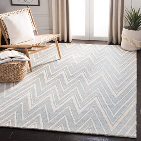 SAFAVIEH Modern Teppich für Wohnzimmer, Esszimmer, Schlafzimmer - Cambridge Collection, Kurzer Flor, Grau und Elfenbein, 183 X 274 cm
