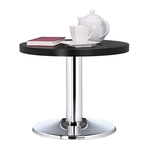 Relaxdays runder Beistelltisch HxD: 41 x 50 cm, dekorativer Materialmix Wohnzimmertisch, niedriger Kindertisch, schwarz