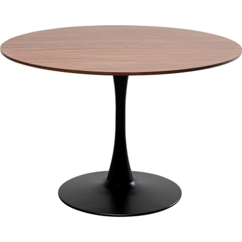 Kare Design Tisch Schickeria Walnuss, Schwarz, 110cm Durchmesser, Platz für 4-6 Personen, moderner runder Esszimmertisch, Tischmöbel für Wohnzimmer, Walnussholz, 74x110x110cm (H/B/T)