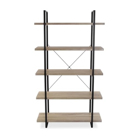 Versa Helsinki Möbel für das Wohnzimmer, Zusatzmöbel, Regale zur Organisation mit 5 Ablagen, Maße (H x L x B) 179 x 100 x 33 cm, Holz und Metall, Braun