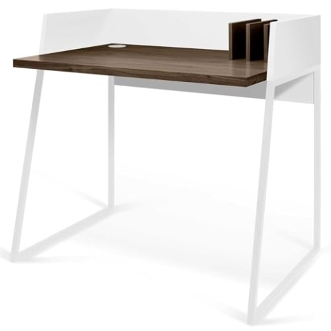 TEMAHOME Volga Schreibtisch Holz nussbaum und Weiss, 90 x 60 x 88 cm