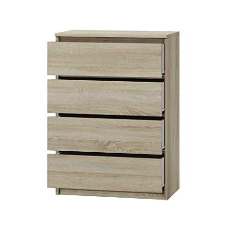 Selsey Kommode Climiconia mit 4 Schubladen in Sonoma Eiche Matt/ Weiß, 70 x 97 x 40 cm