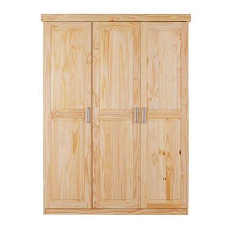 Inter Link - Kleiderschrank - Drehtürenschrank - Wäscheschrank - Garderobenschrank - Schlafzimmerschrank - 2 Türen - Kiefer massiv - Pelle - Natur lackiert