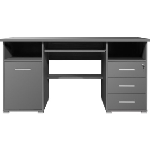 Germania Computertisch 0484-58 in Anthrazit, abschließbar und mit Tastaturauszug, 145 x 75 x 70 cm (BxHxT)