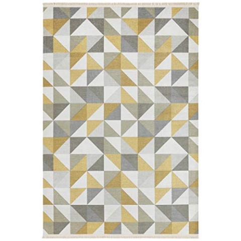 Nouristan Design Teppich mit Fransen Ciaran Gelb Grau, 180x280 cm
