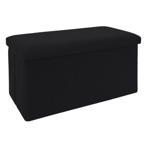 HOME DECO FACTORY, HD0469, faltbare Banktruhe, elegantes und praktisches Design, ideal für Aufbewahrung und Sitzgelegenheit, perfekt für Eingänge und Wohnzimmer, Schwarz, 76 x 38 x 38 cm