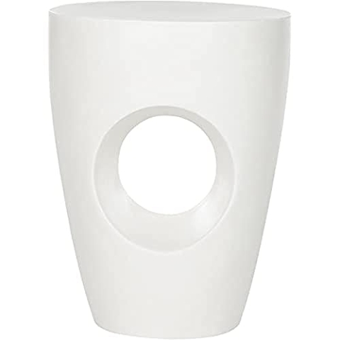 SAFAVIEH Modern Outdoor Cement Stool, in Ivory, 36 X 36 X 44.95