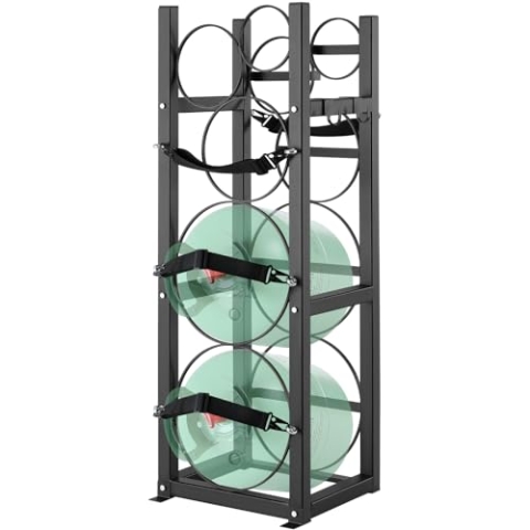 VEVOR Kältemitteltankgestell, mit 2 x 30 lbs und Weiteren 3 Kleinen Flaschentanks, Zylindertankgestell 12,79 x 12,99 x 47,12 Zoll, Kältemittelzylindergestell und Halterungen für Freon, Gase