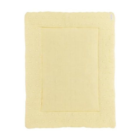 Meyco Baby Knots Laufgittereinlage (weiches und sicheres Material, doppelseitiges Design, maschinenwaschbar, Außenseite aus 100% Baumwolle, Rückseite aus 100% Velvet, Größe: 77 x 97 cm), Soft Yellow