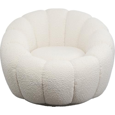 Kare Design Drehsessel Peppo Bloom, Weiß, 39 cm Sitzhöhe, Polstersessel, Relaxsessel, 360 Grad Drehbar, Wohnzimmer, 68x94x94 cm (H/B/T)