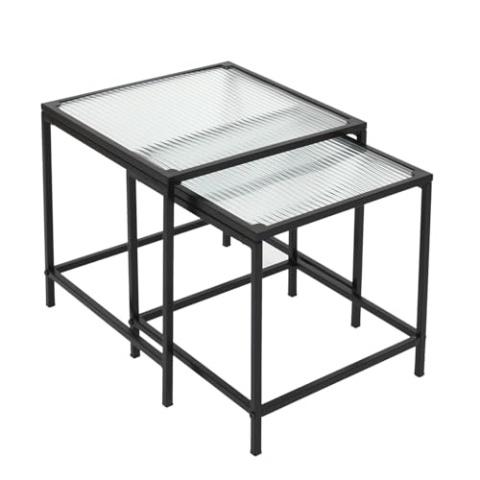 HOME DECO FACTORY - Hd7195 Beistelltisch, Glas, Textur, 2 Stück