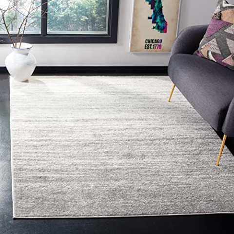 SAFAVIEH Modern Teppich für Wohnzimmer, Esszimmer, Schlafzimmer - Adirondack Collection, Kurzer Flor, Elfenbein und Silber, 183 X 274 cm