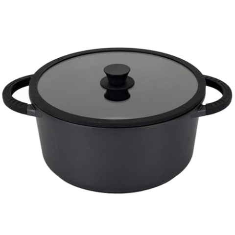 COOK CONCEPT, KC25461, Cast Aluminum Casserole Dish 28 cm, ideal for stews and soups, modern and elegant Design, Compatible with All Heat Sources, Easy to clean, Black Color